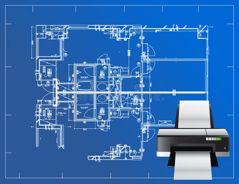 Printer Blueprint Illustration Stock Illustration - Printer Blueprint Illustration Business Design Concept Graphic 30067261