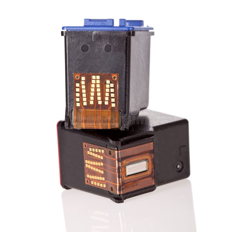 Printer Inkjet cartridges isolated on white stock photo