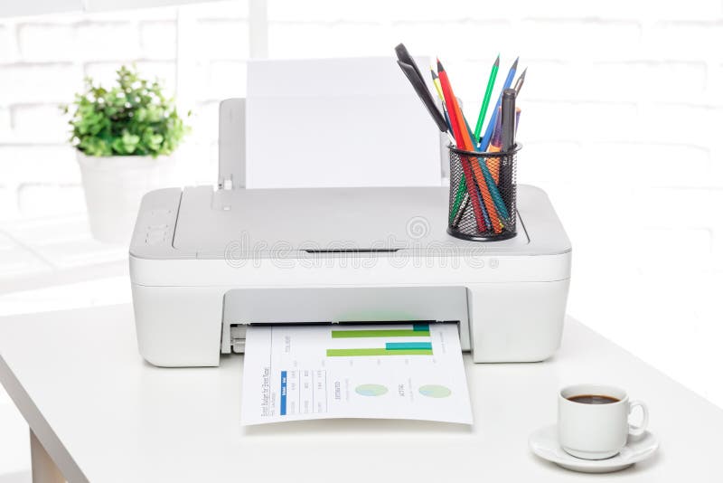 Printer, office interior stock photo. Image of equipment 57014200