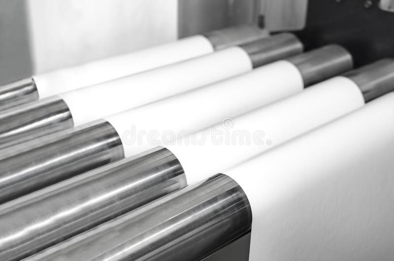 Printing at high speed on offset machine stock image