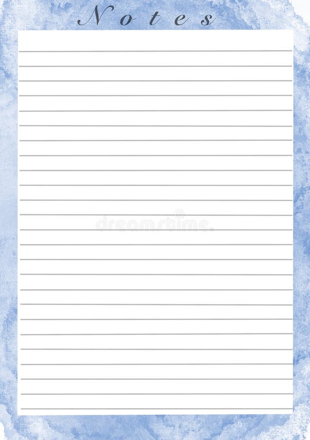 printing paper note optimal a4 size lined paper for notebook diary letters notes with watercolor illustration frame stock illustration illustration of card letter 156385608