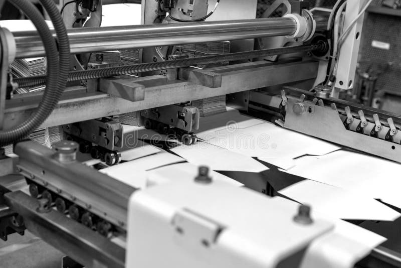 Printing Processes Industry. Black and White Stock Photo Image of