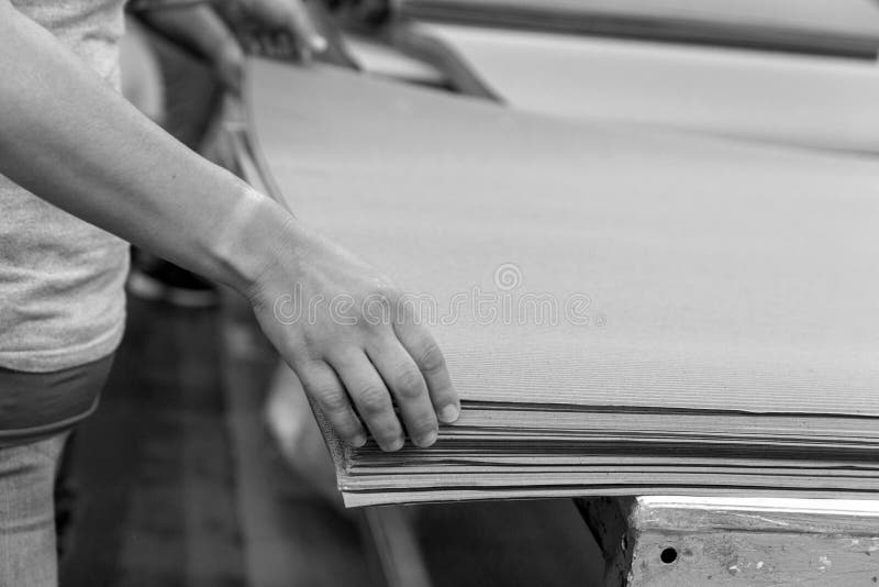 Printing Processes Industry. Black and White Stock Photo Image of