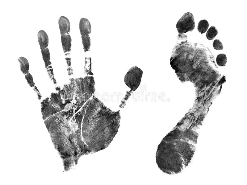 Printout of hand and foot royalty free stock photo