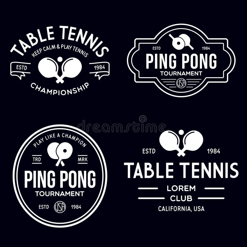 Printvector Set of Ping Pong Logos Emblems and Design Elements Table