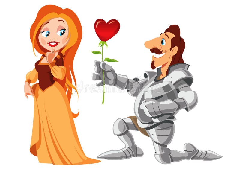 Ritter und Prinzessin Cartoon Aufkleber Illustration Stock-Vektorgrafik -  Alamy