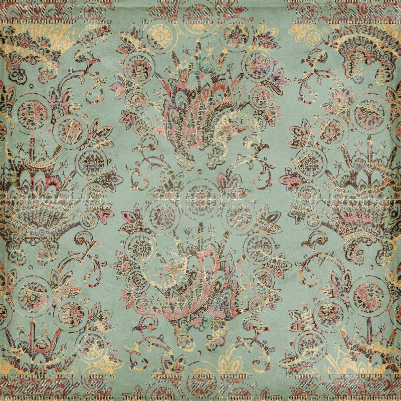 Antique vintage paisley indian background design. Antique vintage paisley indian background design.