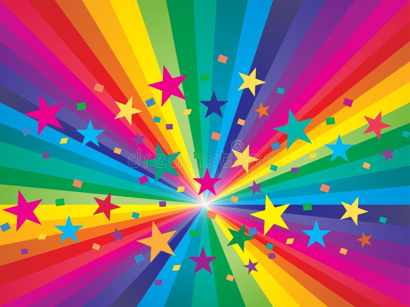 Abstract rainbow and stars background. Abstract rainbow and stars background