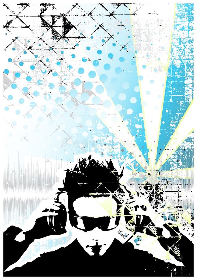 Dj blue poster background in the s. Dj blue poster background in the s