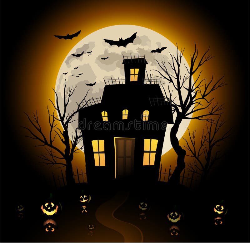 Haunted house halloween, party invitation background, vector illustration. Haunted house halloween, party invitation background, vector illustration