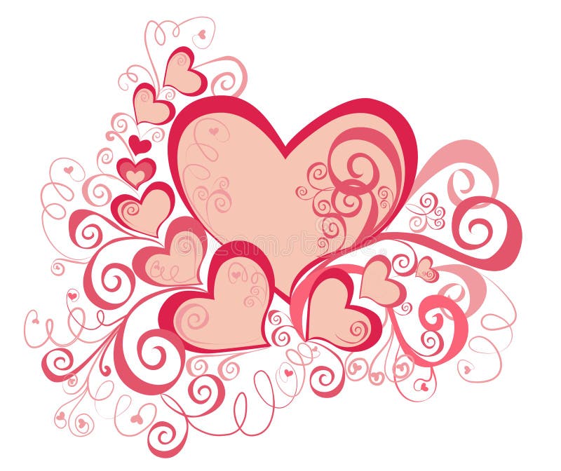 Priorità bassa di giorno dei biglietti di S. Valentino con i cuori illustrazione di stock Priorità bassa di giorno dei biglietti di S. Valentino con i cuori illustrazione di stock