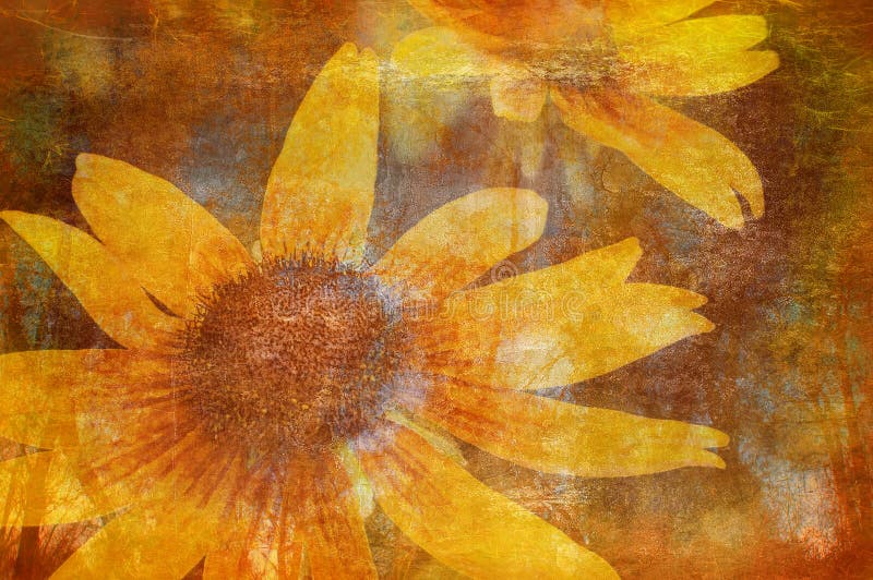 Art grunge floral background in brown, yellow and orange tones. Art grunge floral background in brown, yellow and orange tones.