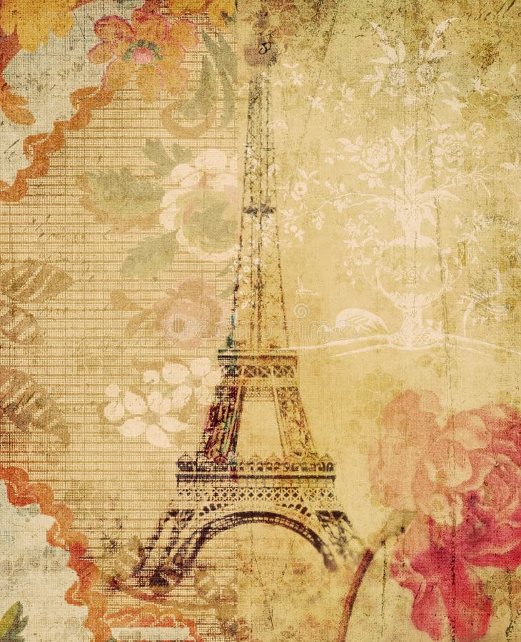 Priorità bassa floreale Grungy di Parigi della Torre Eiffel