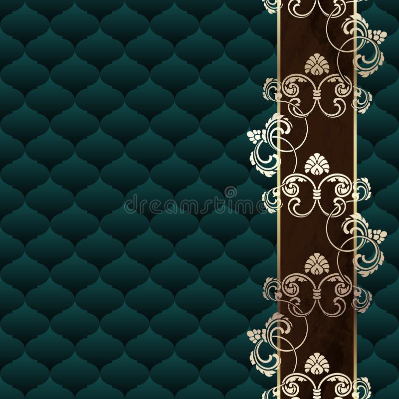 Priorità bassa Rococo verde scuro elegante con l'ornamento illustrazione vettoriale