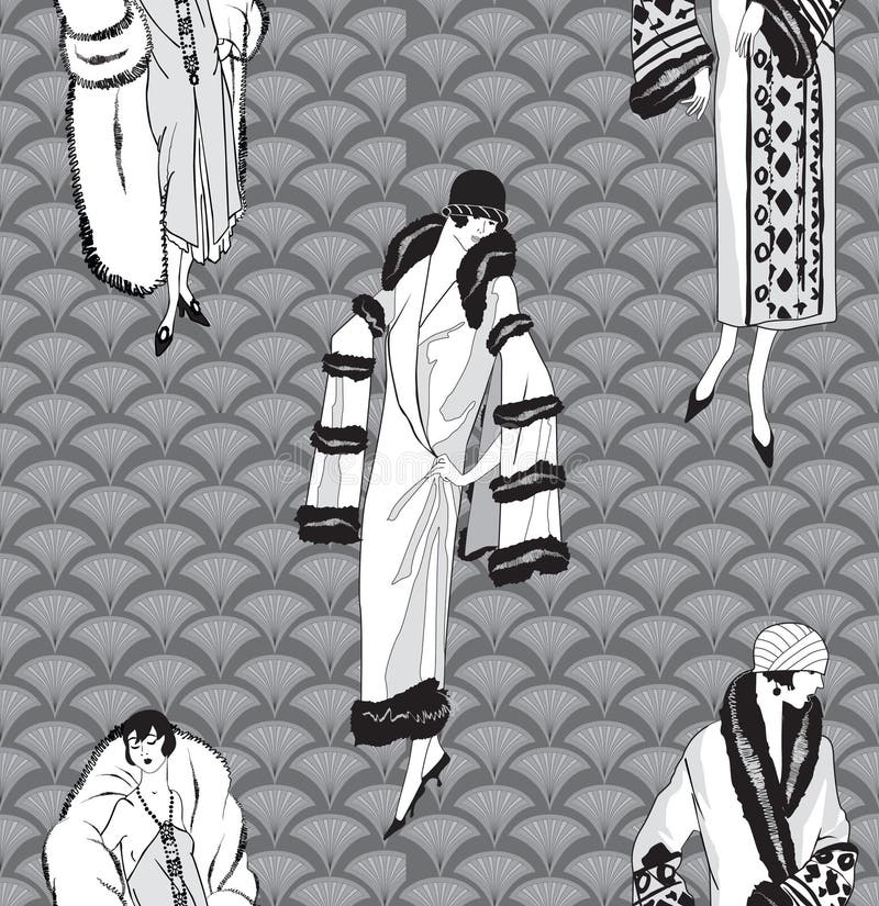 Priorità bassa senza giunte alla moda della ragazza (stile 20s) royalty illustrazione gratis Priorità bassa senza giunte alla moda della ragazza (stile 20s) royalty illustrazione gratis