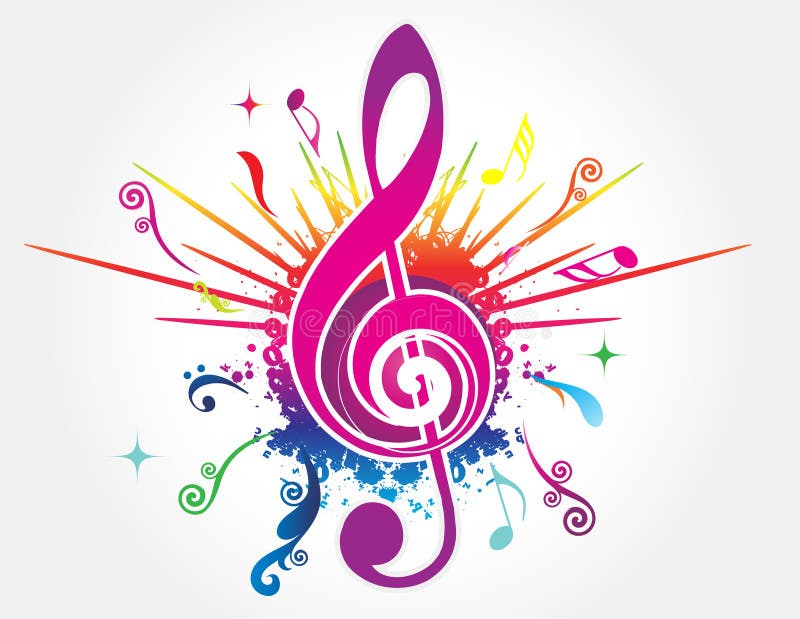 Colorful music background with fly clefs. Colorful music background with fly clefs