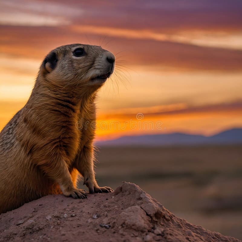 Pririe vårdnadshavare : utah prairie dog silhouette under en färglös himmel royaltyfri illustrationer