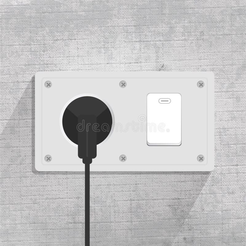 Prise de puissance Commutateur l?ger Relier la prise Fond gris illustration libre de droits Prise de puissance Commutateur l?ger Relier la prise Fond gris illustration libre de droits