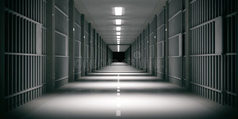 Prison Interior. Jail Cells, Dark Background. 3d Illustration Stock  Illustration - Illustration of escape, background: 119645279