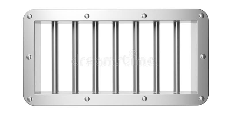 Prison, jail window with industrial silver bars isolated on white background. 3d illustration vector illustration Prison, jail window with industrial silver bars isolated on white background. 3d illustration vector illustration