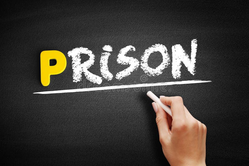 Prison text on blackboard stock image. Image of cell 197773567