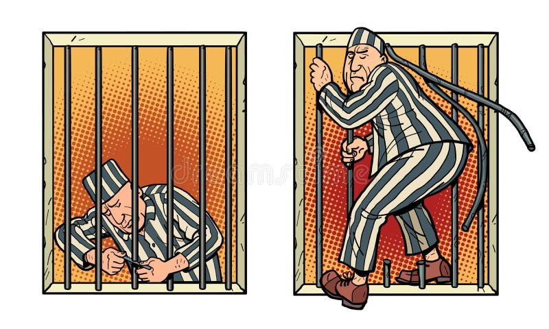 A Prisoner Escapes from Prison. Jailbreak Stock Vector - Illustration of  justice, cage: 157553276