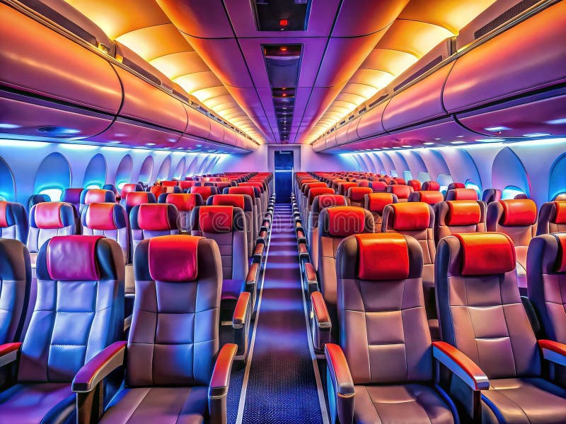 Pristine Empty Airplane Cabin Awaits Its Passengers Ready for a Thrilling Journey vector illustration
