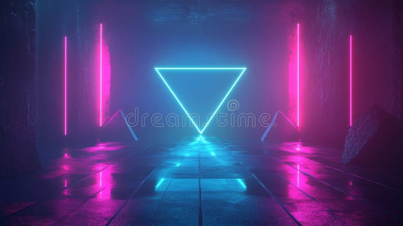 Pristine purple neon light, abstract background, ultraviolet concept, 3D rendering. royalty free illustration