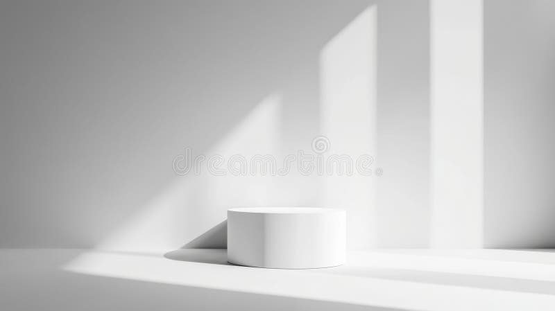 Pristine White Backdrop with Illuminated Single Display Cylinder royalty free illustration