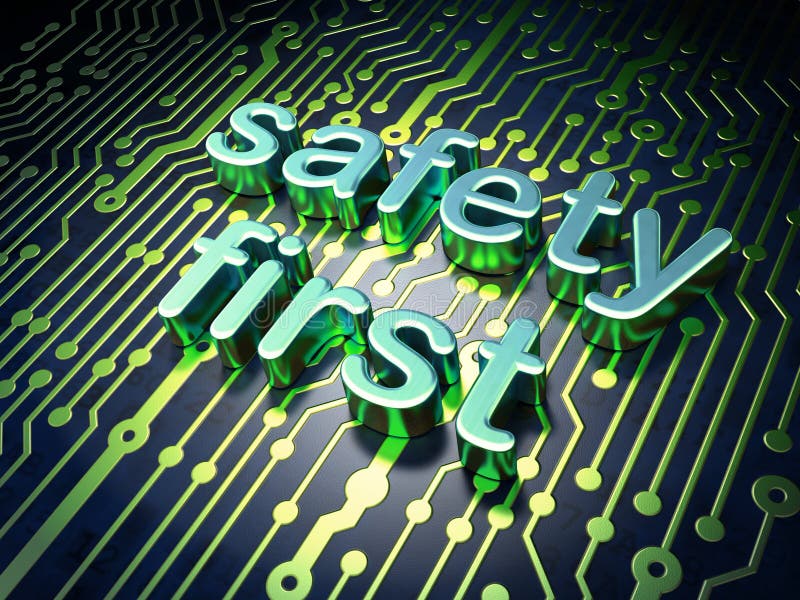 Privacy concept: circuit board Safety First stock photography Privacy concept: circuit board Safety First stock photography