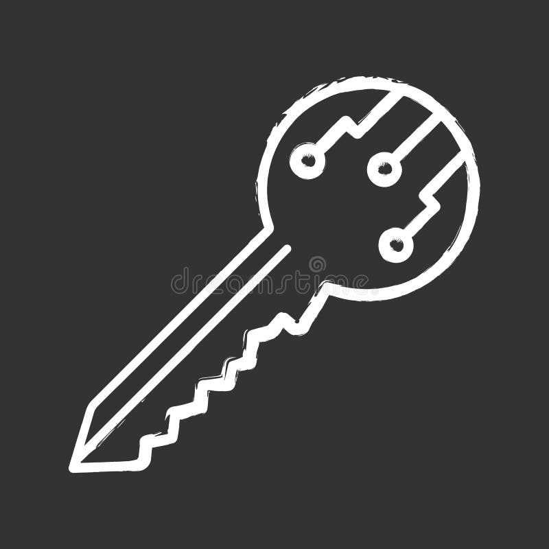 Private digital key chalk icon stock illustration