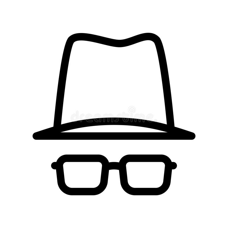 Private Incognito Icon with Glasses and Hat Stock Vector Illustration