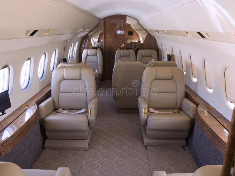 Interior view of a private jet
