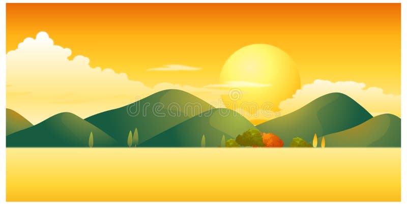 Priveliștea apusului deasupra muntelui royalty free illustration