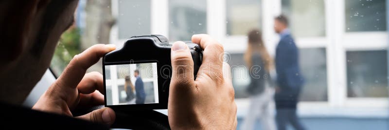 Privédetective Spioneren. Onderzoek En Surveillance stock afbeelding