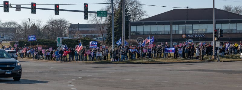 Pro-Trump Rally på Route 30 Lincoln Highway och Lagrange Rd Route 45