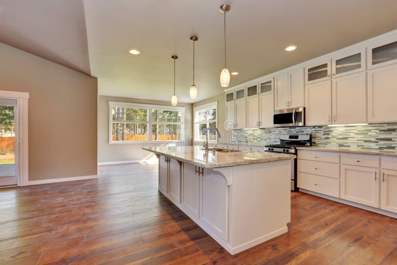 Probabilidade na cozinha moderna luxuosa em uma casa brandnew foto de stock Probabilidade na cozinha moderna luxuosa em uma casa brandnew foto de stock