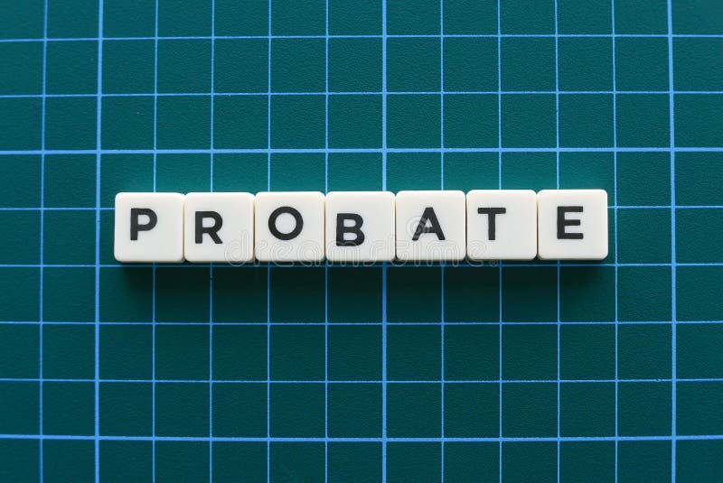 Probate word made of square letter word on green background. Probate word made of square letter word on green background stock image