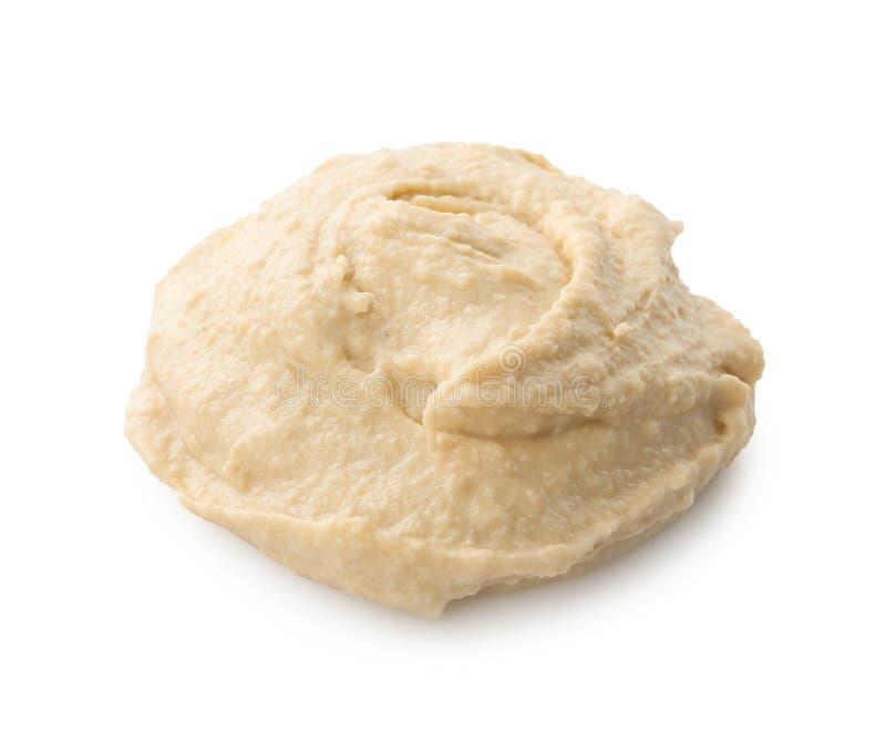 Probe köstlichen Hummus isoliert auf weiß stockbild