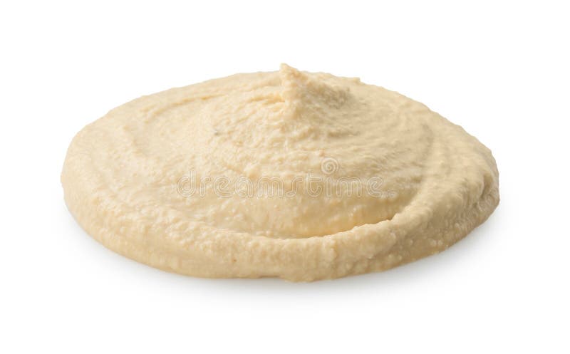 Probe köstlichen Hummus isoliert auf weiß stockbild