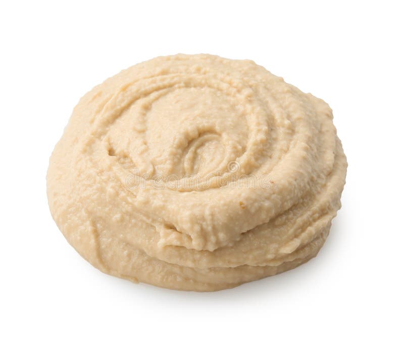 Probe köstlichen Hummus isoliert auf weiß lizenzfreie stockfotos