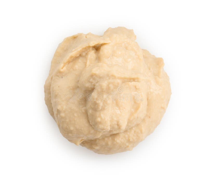 Probe köstlichen Hummus isoliert auf weißer Oberseite stockbild