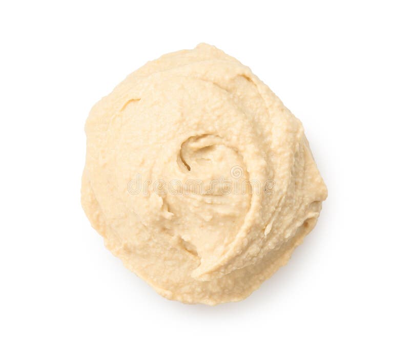 Probe köstlichen Hummus isoliert auf weißer Oberseite lizenzfreies stockfoto