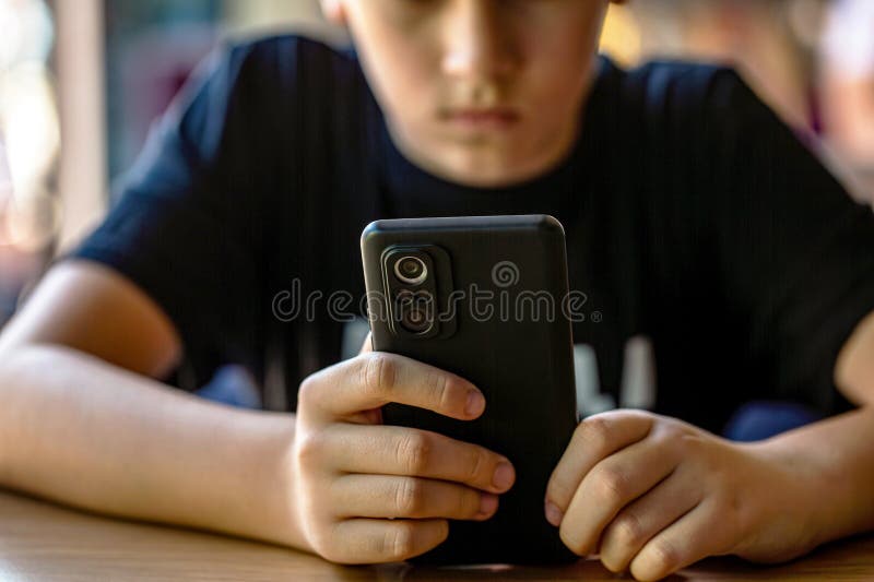 Problem der Kinderabhängigkeit von Gadgets Online-Bildschirm-Zeit. Jugendliche oder Jugendliche. mobil stockfotos