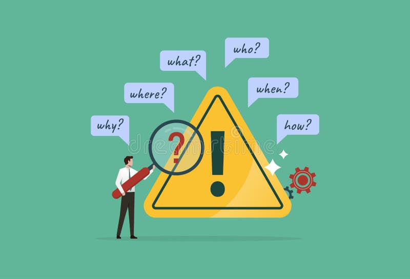 Problem Identification, Root Cause Analysis and Solving Problem, Businessman with Magnifier and 