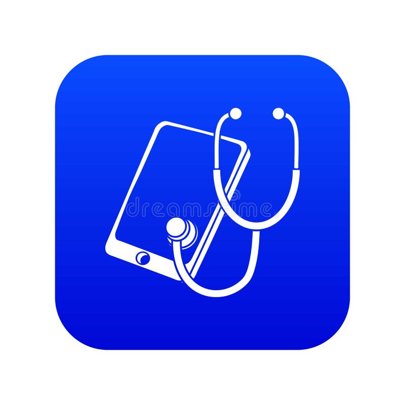 Problem search smartphone icon blue vector stock illustration