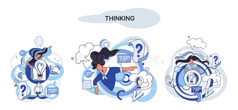 Problem solving concept, man wondering or thinking, planning or pondering, with question mark vector illustration