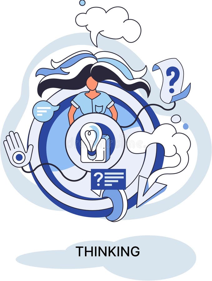 Problem solving concept, man wondering or thinking, planning or pondering, with question mark vector illustration