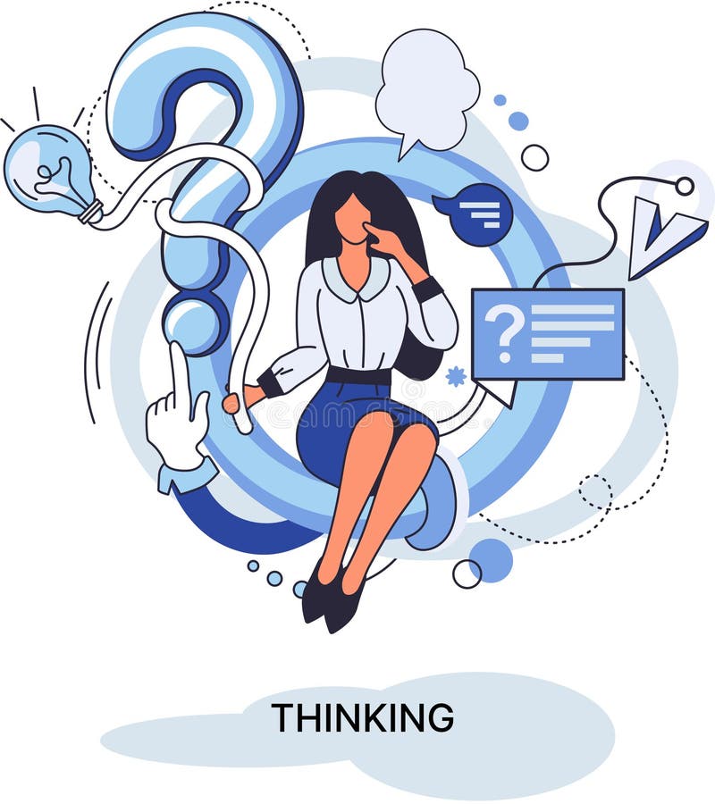 Problem solving concept, man wondering or thinking, planning or pondering, with question mark royalty free illustration