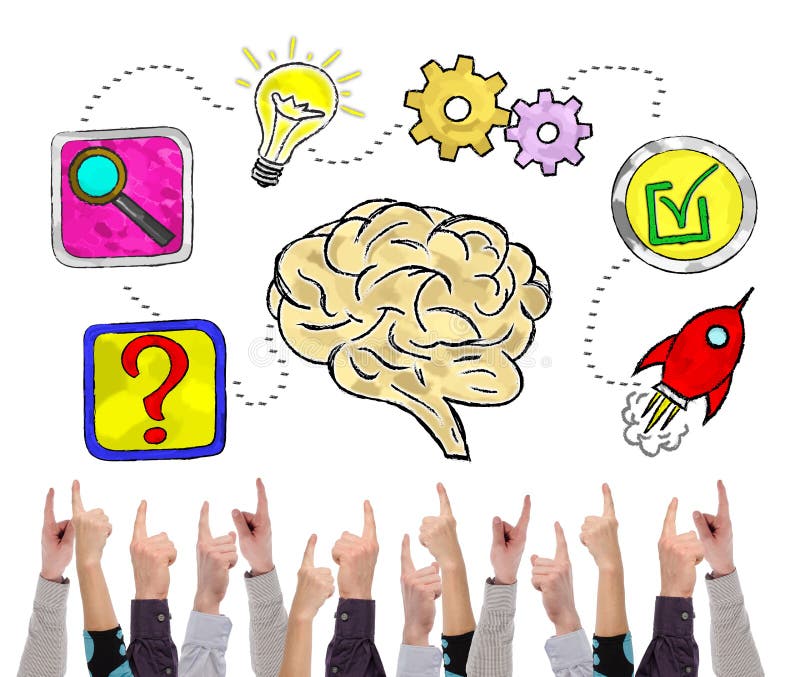Problem solving concept pointed by several fingers stock photos